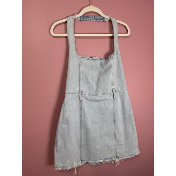Show Me Your Mumu Duncan Denim Halter Mini Dress Size XL - Picture 5 of 6